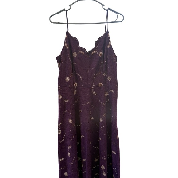 Anthropologie Soeurs Purple Lace Midi Dress Size 14 Sleeveless Fit & Flare - Picture 10 of 12